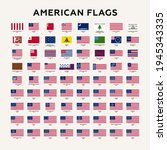 Vector illustration with a history of the flags of the United States of America from 1777 to 1960.