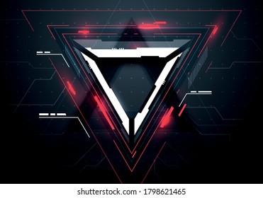 Vector Illustration Hi-Tech Computer Interface Design. Dark Futuristic Cyber HUD