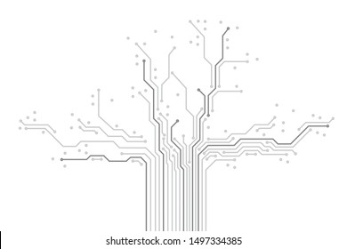 Vector illustration, Hi-tech digital technology and pcb engineering tree