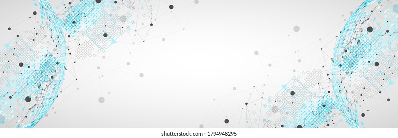 Ilustración vectorial, tecnología digital de alta tecnología y tema de ingeniería.  Antecedentes abstractos, concepto de innovación en comunicaciones.