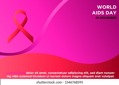 Vector illustration of HIV. The concept of World AIDS Day. December 1. World Aids Day Template for your design. Banners with Realistic Red Ribbon Awareness Aids