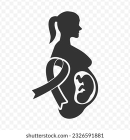 Vector illustration of HIV for pregnant women icon in dark color and transparent background(PNG).