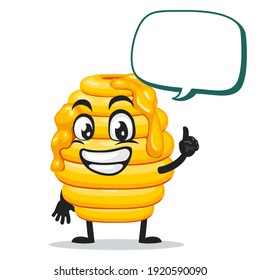 vector illustration of hive bee mascot or character says with blank balloon speech