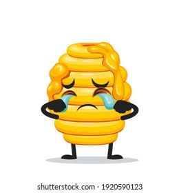 vector illustration of hive bee mascot or character crying