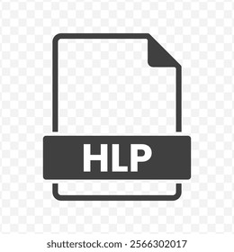 Vector illustration of HLP file in dark color and transparent background(PNG).