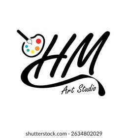 Vector Illustration of HM Art Studio Logo for branding