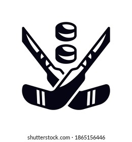 Vector illustration hockey icon or logo black color with glyph design style