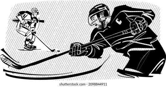 the vector illustration of the hockey player