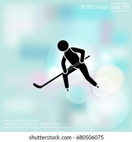 Vector illustration. Hockey player icon