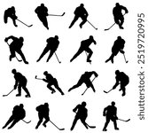 vector illustration hockey player silhouettes