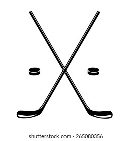 Vector illustration of hockey. Stick and puck. Logo.