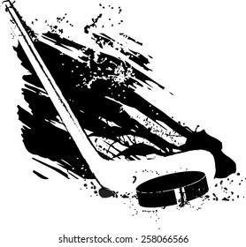 vector illustration of the hockey stick shoots puck