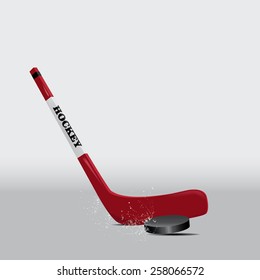 vector illustration of the hockey stick shoots puck