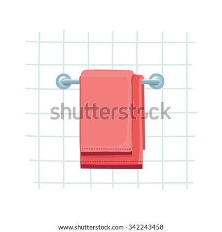 Vector illustration of holder towel vector on tiled wall