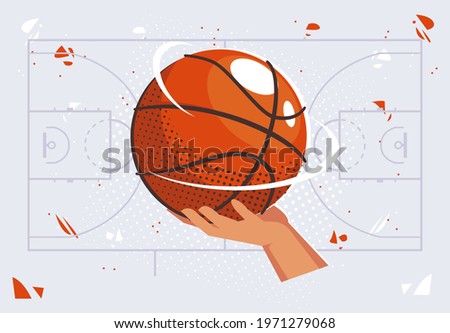 vector illustration holding a basketball in his hand
