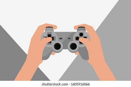 
vector illustration holding game console flat cartoon style