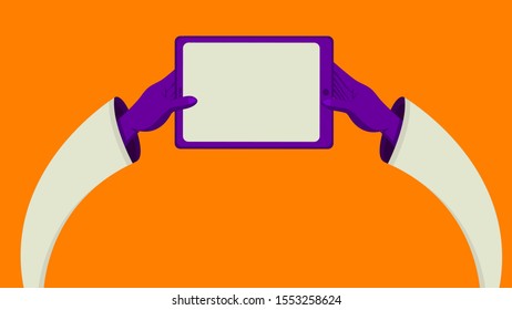 
Vector illustration holding hands ipad