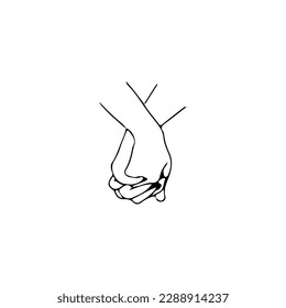 vector illustration of holding hands line concept
