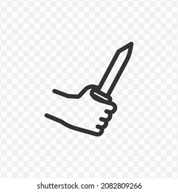 Ilustración vectorial de sujetar un icono de cuchillo en color oscuro y fondo transparente (png).