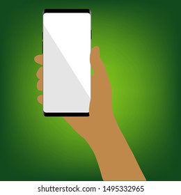 vector illustration holding a mobile phone