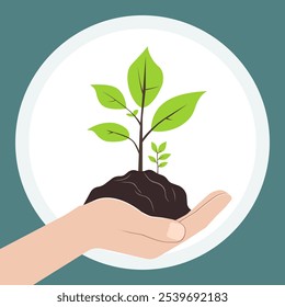 Ilustración vectorial de una planta de mantenimiento. Concepto de protección de la ecología ambiental