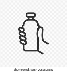 Vector Illustration Of Holding A Plastic Bottle Icon In Dark Color And Transparent Background(png).