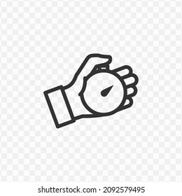 Vector illustration of holding a stopwatch icon in dark color and transparent background(png).