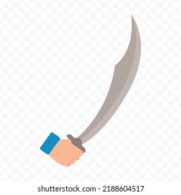 Vector illustration of holding a sword. Colored vector for website design .Simple design on transparent background (PNG).