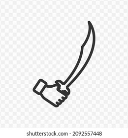 Vector illustration of holding a sword icon in dark color and transparent background(png).
