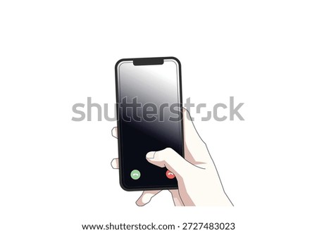 vector illustration holding a touchscreen phone in hand