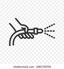 Vector illustration of holding water hose icon in dark color and transparent background(png).