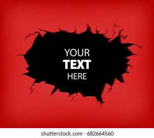 Vector illustration of hole on red background. Template for a content, advertising, banner, poster