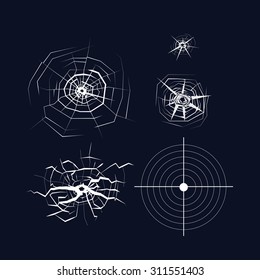 Vector illustration hole shooting on mirror and target