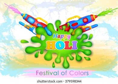 vector illustration of Holi celebration background with watercolor gun