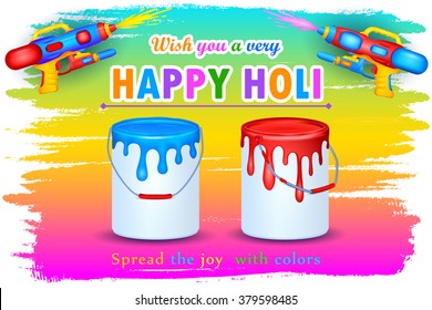 vector illustration of Holi celebration background with watercolor gun