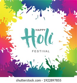 Vector Illustration of Holi Festival with colorful text  for card, Poster, banner For indian Festival Of Holi.