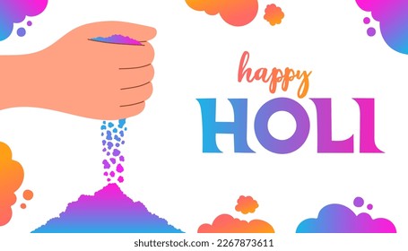 Vector Illustration of Holi Festival with colorful calligraphy. Indian Festival Of Holi.