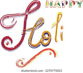 Vector Illustration of Holi Festival with colorful calligraphy. Indian Festival Of Holi.