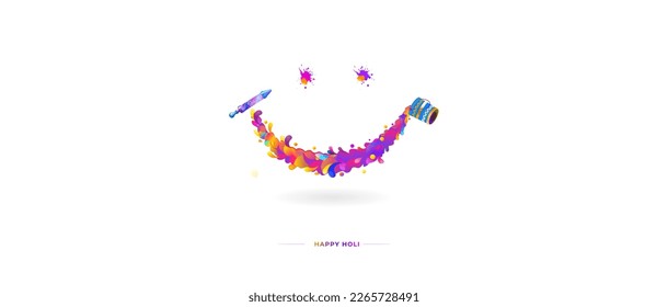 Vector illustration of Holi Festival. Creative concept, Happy Holi text with colors splash. Indian traditional festival of colors.