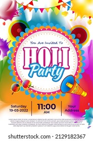 Vector illustration of Holi Party Invitation Template