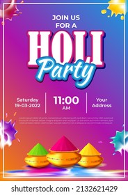 Vector illustration of Holi Party Invitation Template