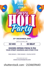 Vector illustration of Holi Party Invitation Template