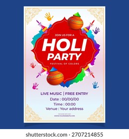 Vector illustration of Holi Party Invitation social media template