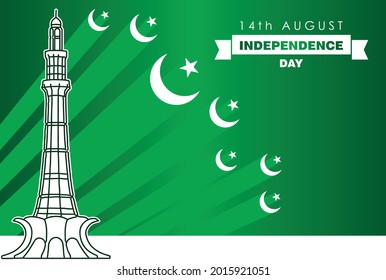 Vector Illustration of holiday 14 August. Happy Independence Day of Pakistan.