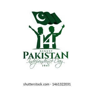 vector illustration. holiday August 14 is the day of independence of Pakistan. symbolic green colors