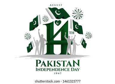 vector illustration. holiday August 14 is the day of independence of Pakistan. symbolic green colors