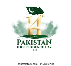 vector illustration. holiday August 14 is the day of independence of Pakistan. symbolic green colors