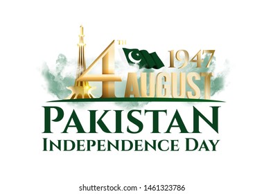 vector illustration. holiday August 14 is the day of independence of Pakistan. symbolic green colors