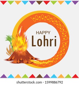 Vector illustration of a Holiday Background for Punjabi Festival Happy Lohri.