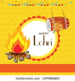 Vector illustration of a Holiday Background for Punjabi Festival Happy Lohri.